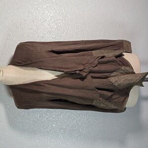 Hem And Thread Brown Open Front Women's Sweater Cardigan